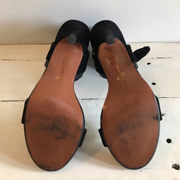 Report Signature Zany Black Suede High Back Heels - Picture 5 of 8